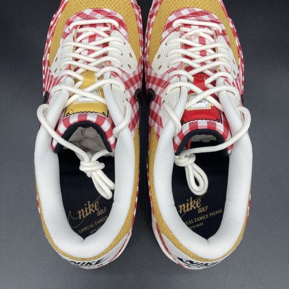 Nike Air Max 90 Golf Shoes NRG Picnic Red Sail Gold Size 11.5 DH5244-600 NEW - Picture 8 of 9